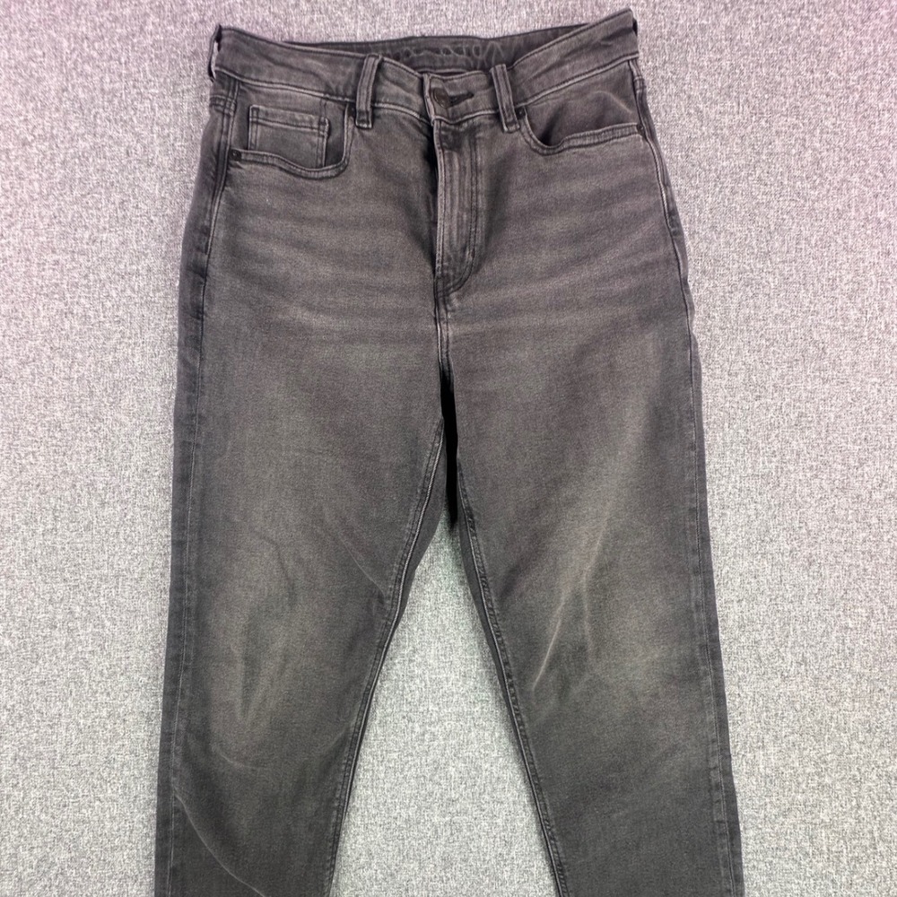 American Eagle Jeans Womens 6 Short Mom Jean Black Stretch Denim High Rise